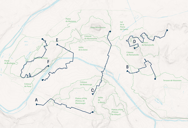 Tracé des parcours de la première session des Randonnées de l'Atlas, sous réserve d'ajustement