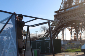 Montage de l'installation "au fil du temps"