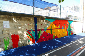 Mur d'escalade et fresque par Alice Daneyrolles