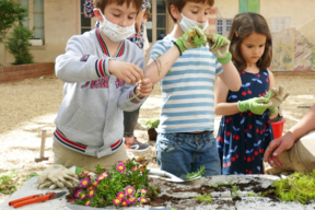 Chantier plantations à l'école élémentaire Quatre Fils